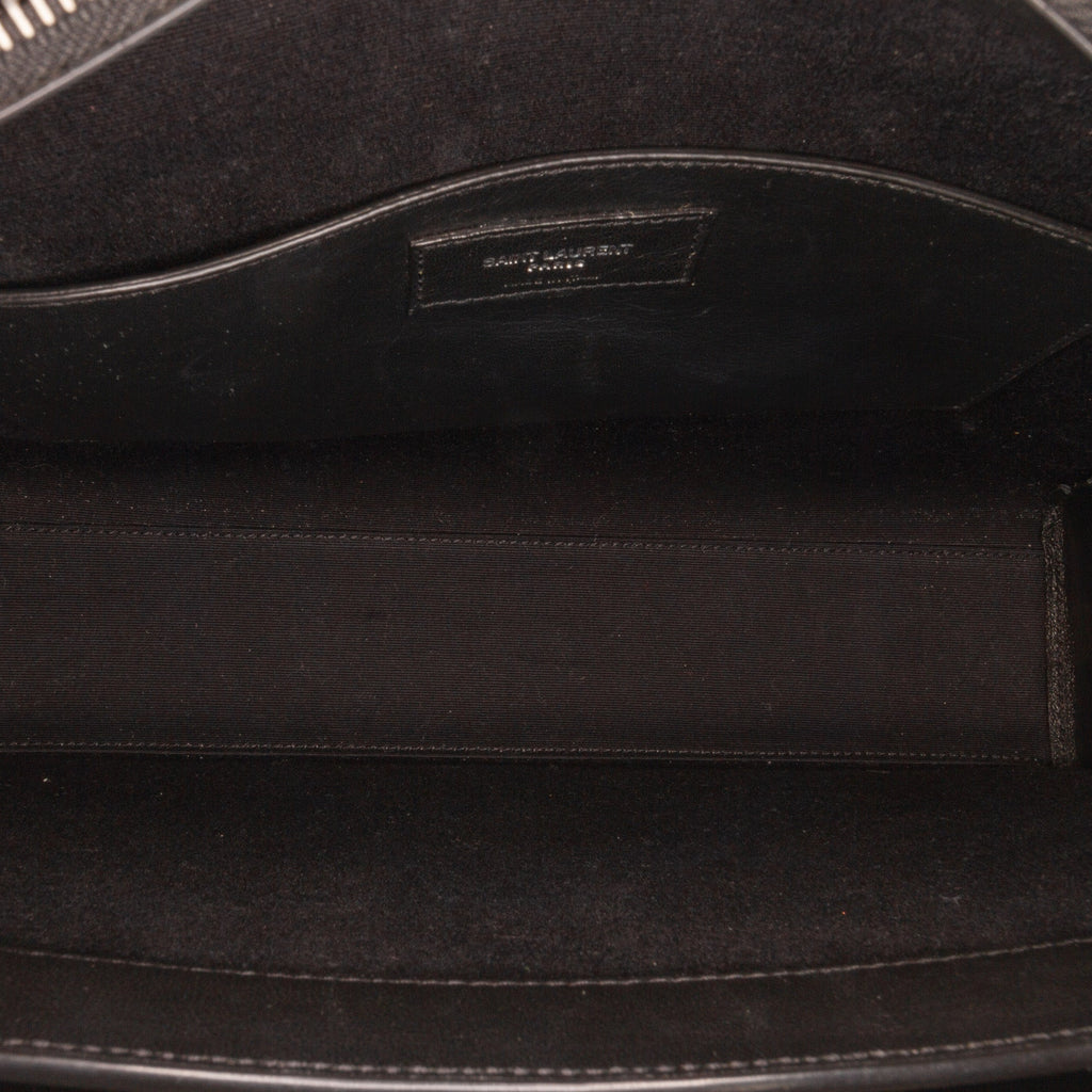 Yves Saint Laurent Uptown Medium Black Croc Embossed Leather