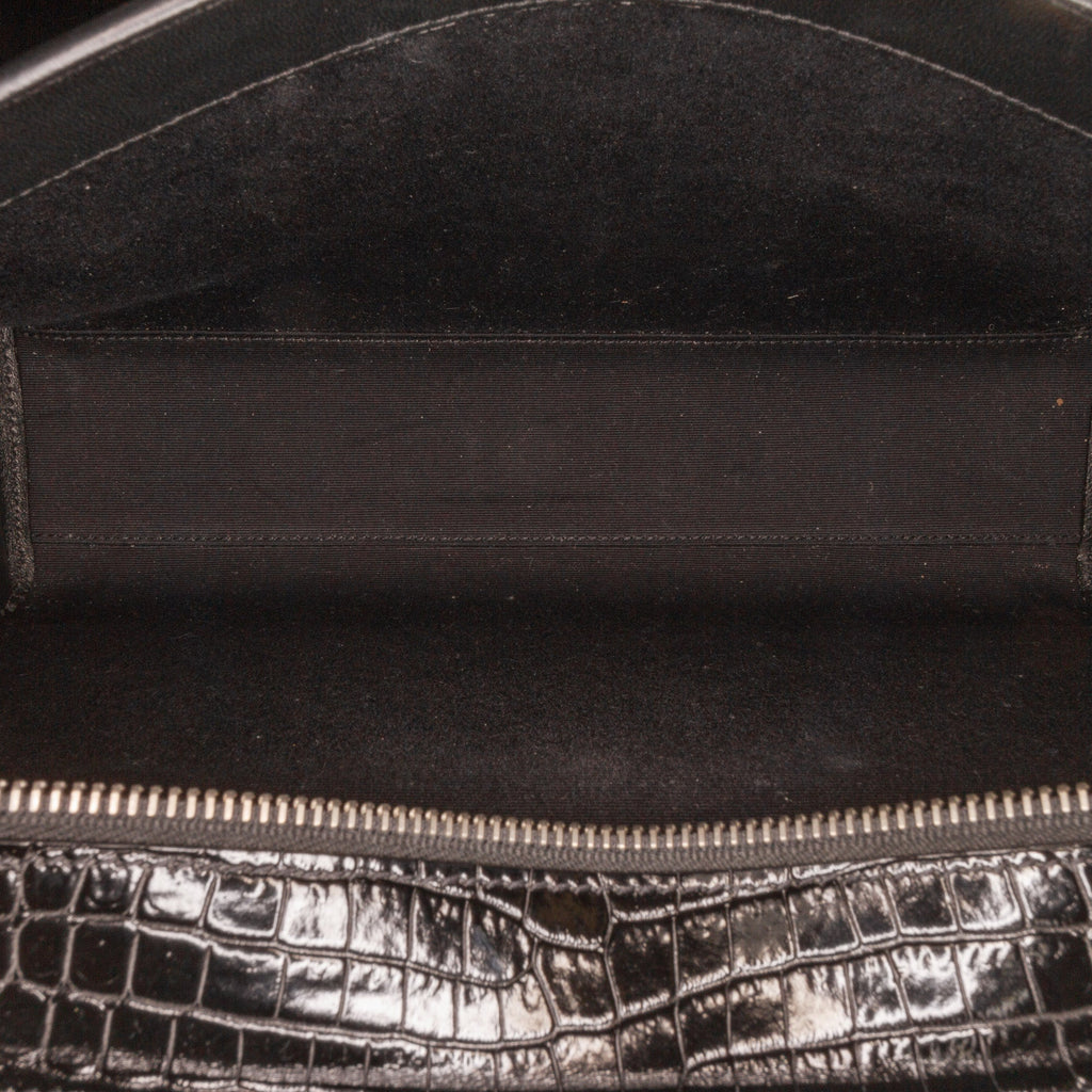 Yves Saint Laurent Uptown Medium Black Croc Embossed Leather