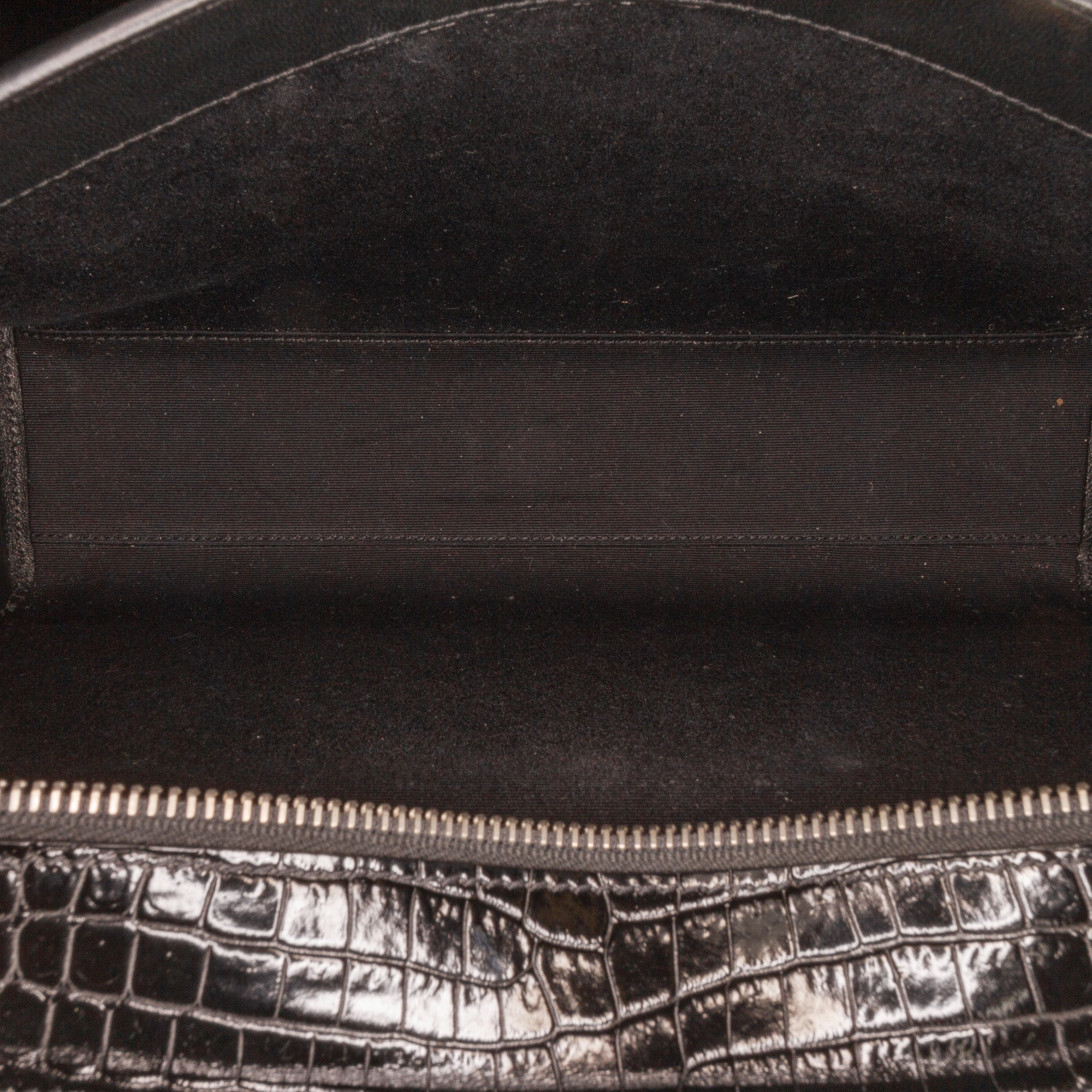 Yves Saint Laurent Uptown Medium Black Croc Embossed Leather