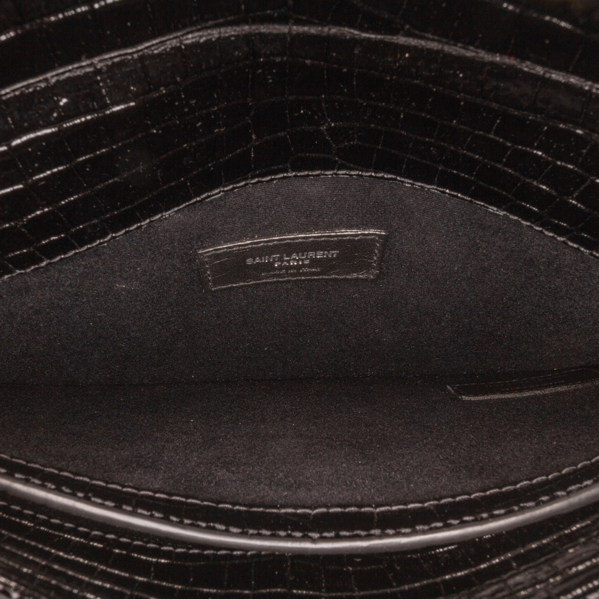 Yves Saint Laurent Uptown Medium Black Croc Embossed Leather