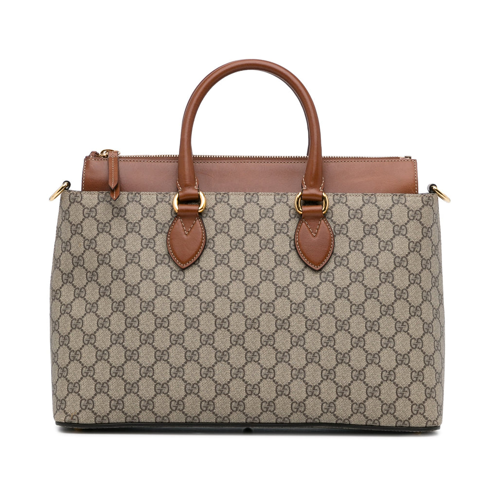Gucci Linea A Zip Brown GG Supreme Canvas