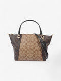 Coach Kacey Satchel Light Brown / Dark Brown Canvas