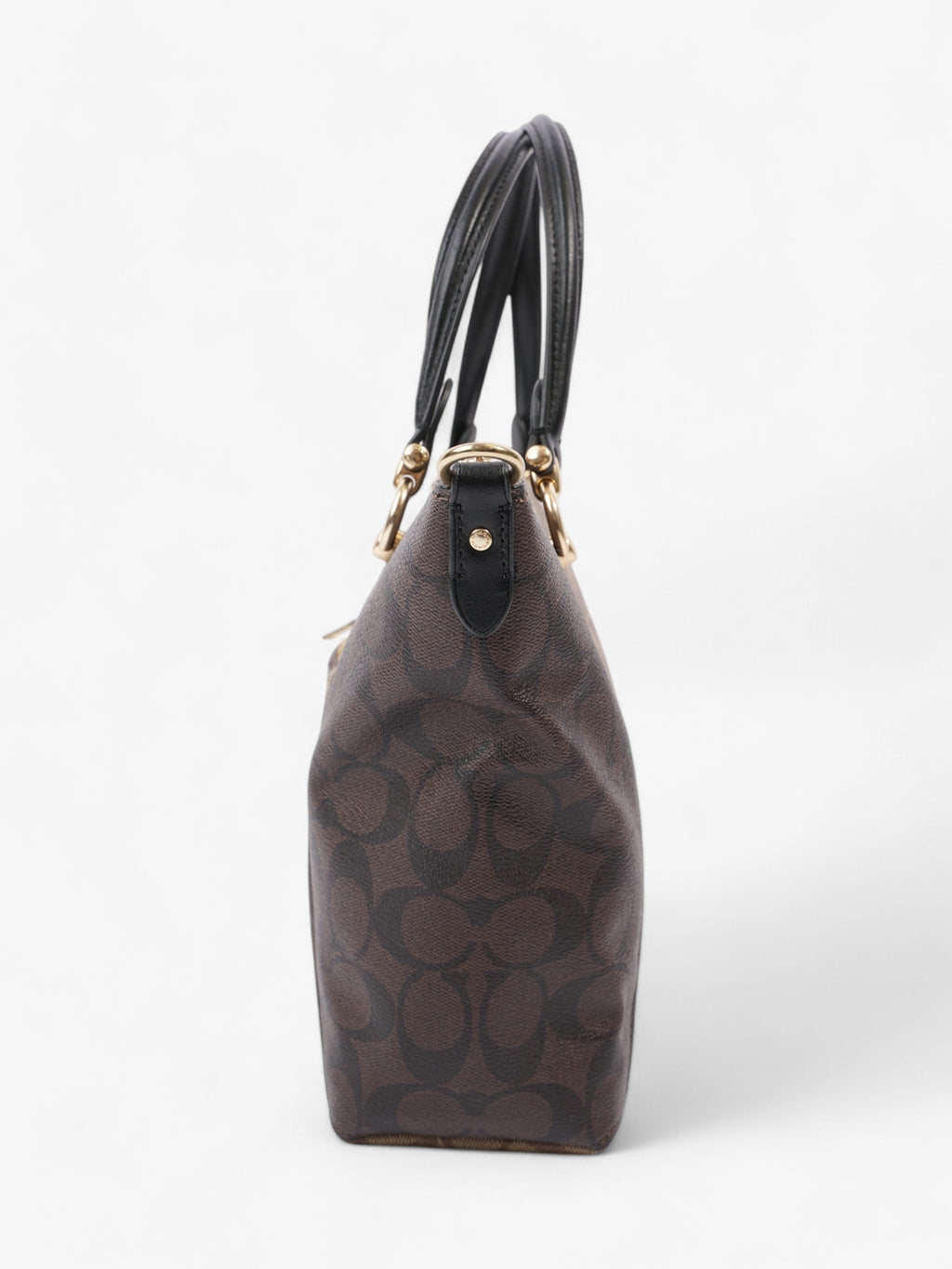 Coach Kacey Satchel Light Brown / Dark Brown Canvas