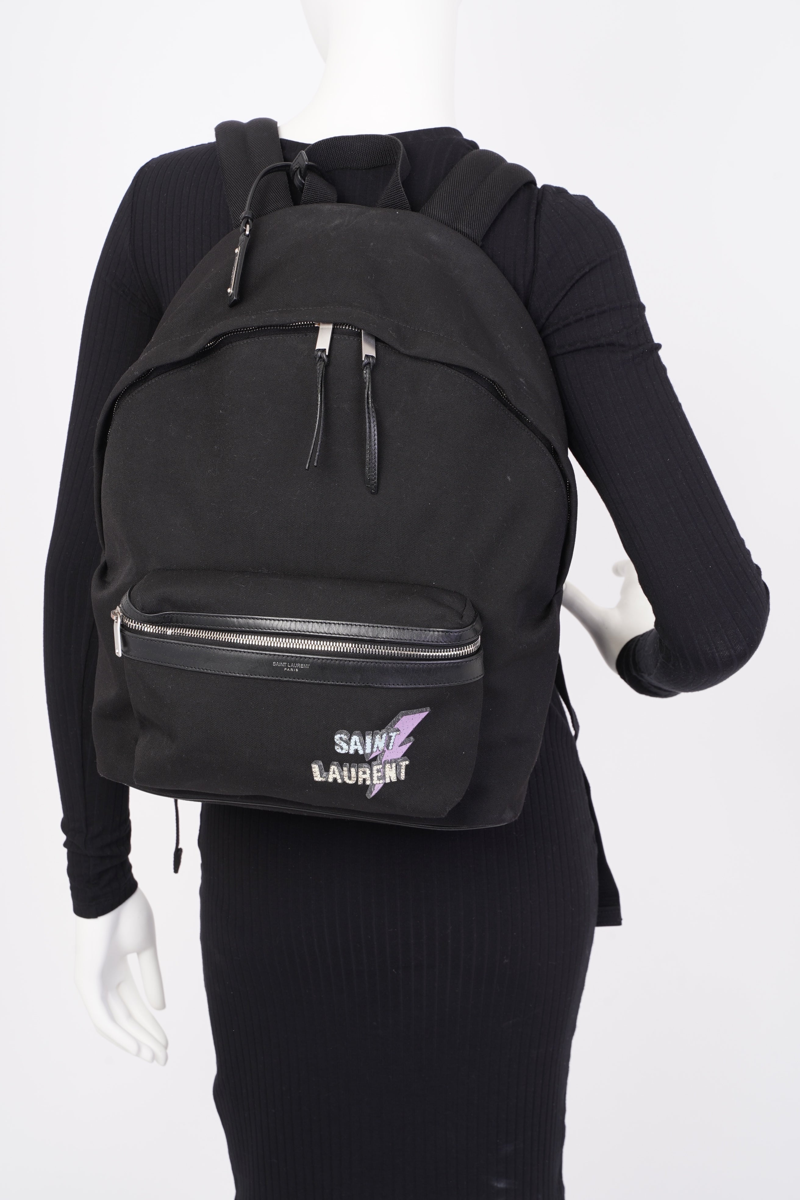 Saint Laurent Vintage Print City Black Canvas