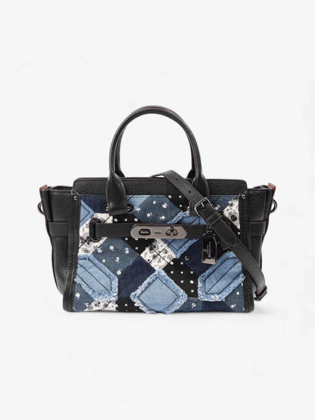 Coach Swagger Satchel Black / Blue Denim 27