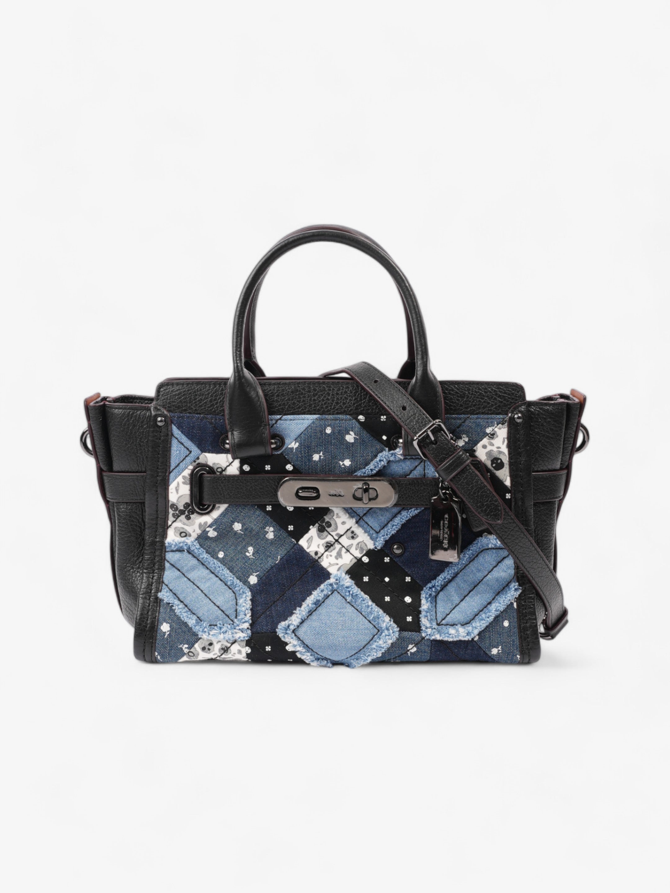 Coach Swagger Satchel Black / Blue Denim 27
