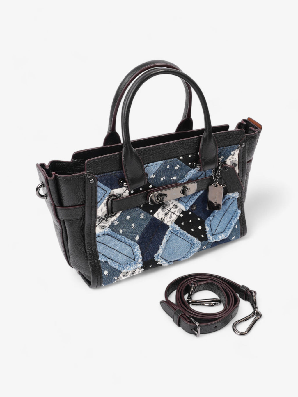 Coach Swagger Satchel Black / Blue Denim 27
