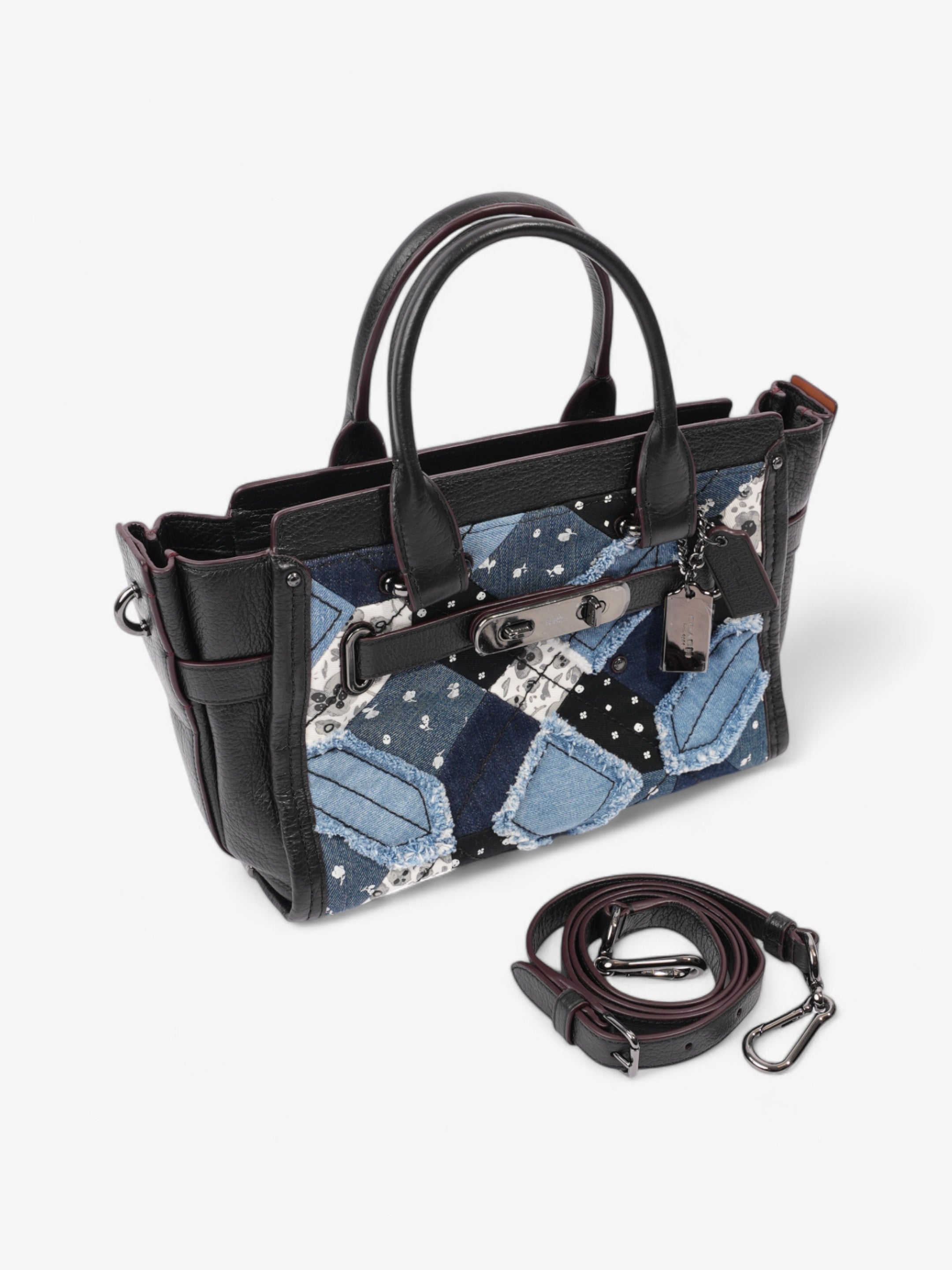 Coach Swagger Satchel Black / Blue Denim 27