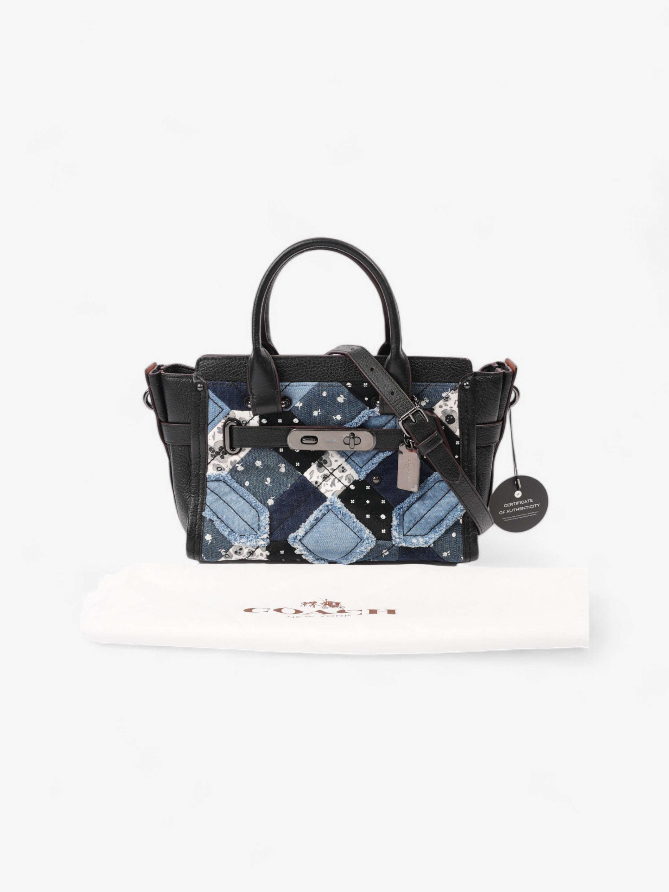 Coach Swagger Satchel Black / Blue Denim 27
