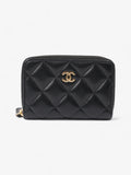 Chanel Zipped Coin Purse Black Lambskin Leather