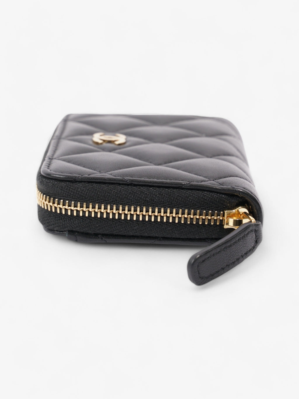 Chanel Zipped Coin Purse Black Lambskin Leather