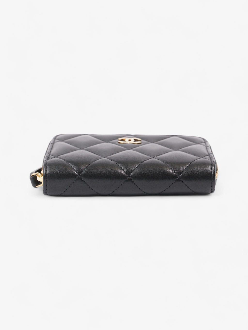 Chanel Zipped Coin Purse Black Lambskin Leather