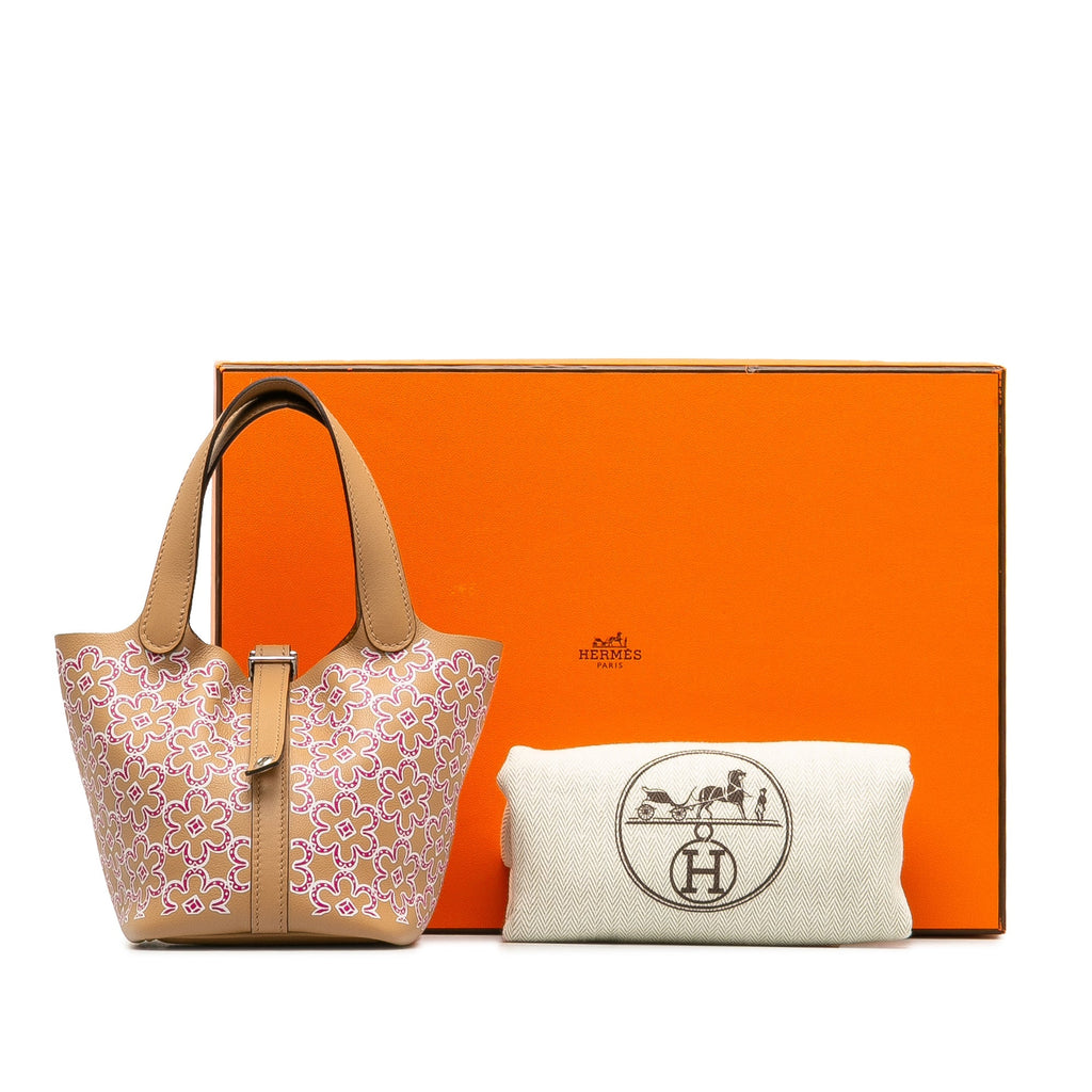 HermÃƒÆ’Ã‚Â¨s Picotin Lock Lucky Daisy Micro Brown Swift Palladium
