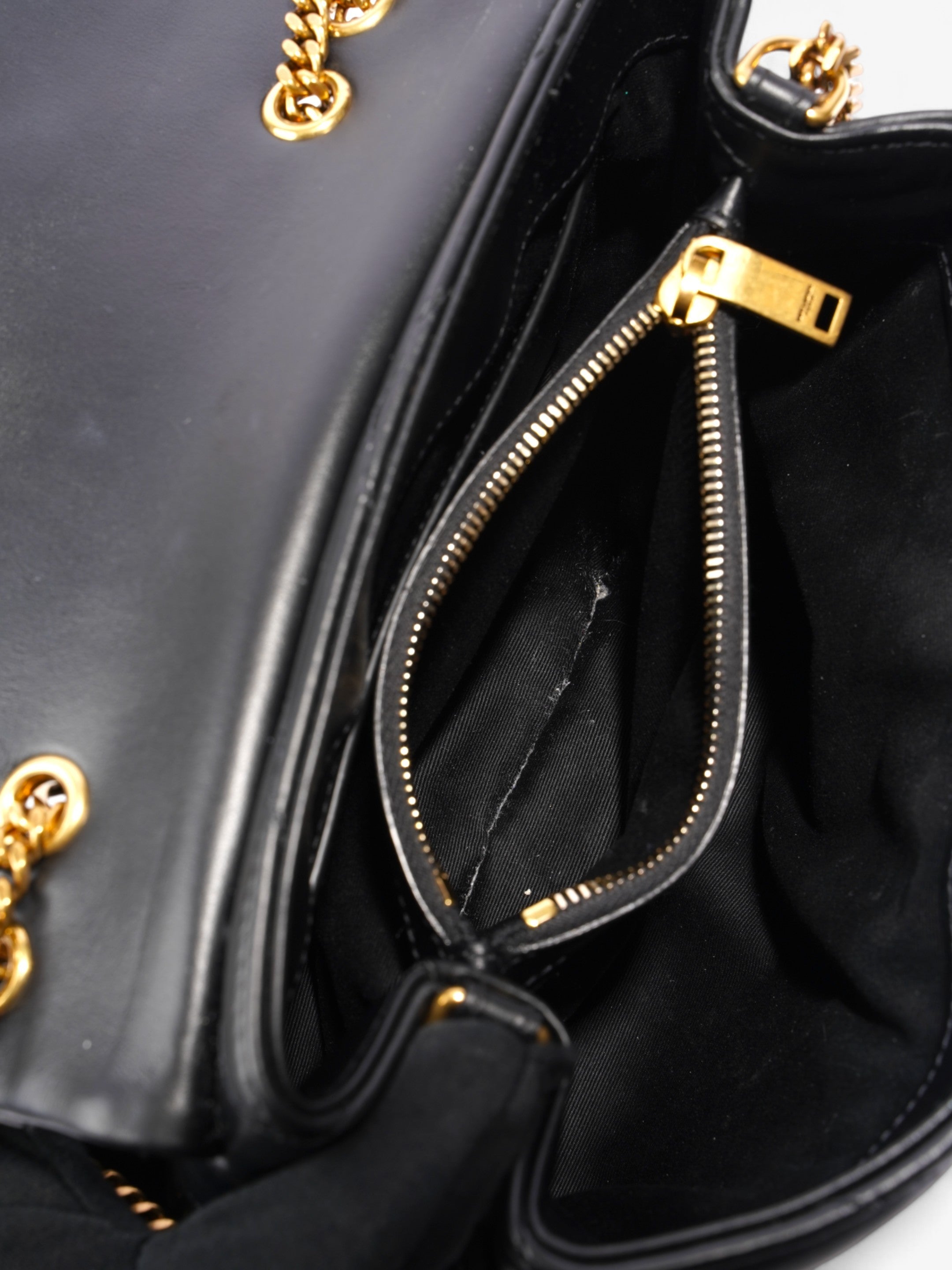 Saint Laurent Lou Lou Black Calfskin Leather Small