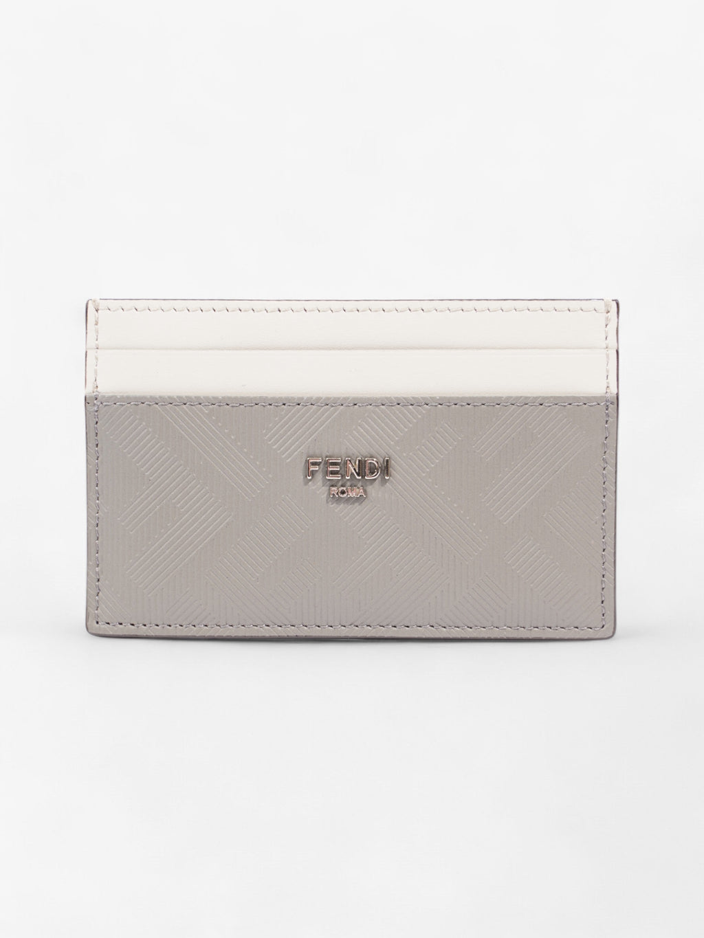 Fendi Shadow Card Holder Grey / Off White Leather