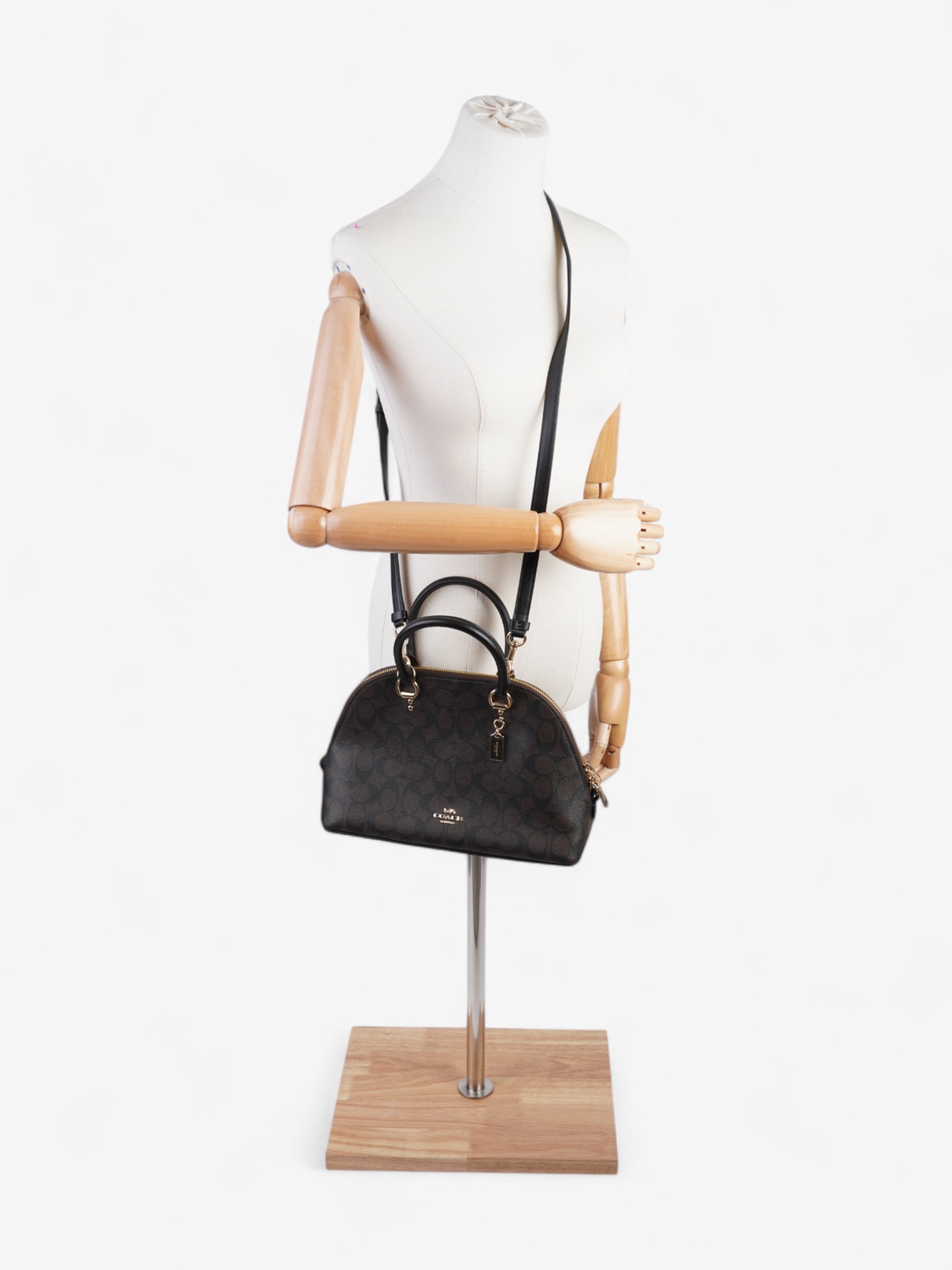 Coach Katy Dome Satchel Brown / Black Canvas
