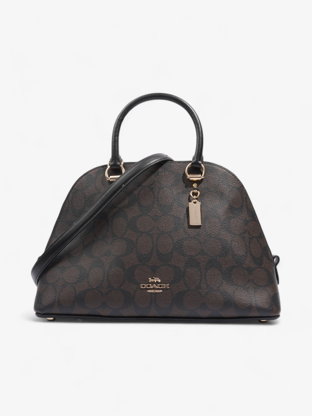 Coach Katy Dome Satchel Brown / Black Canvas