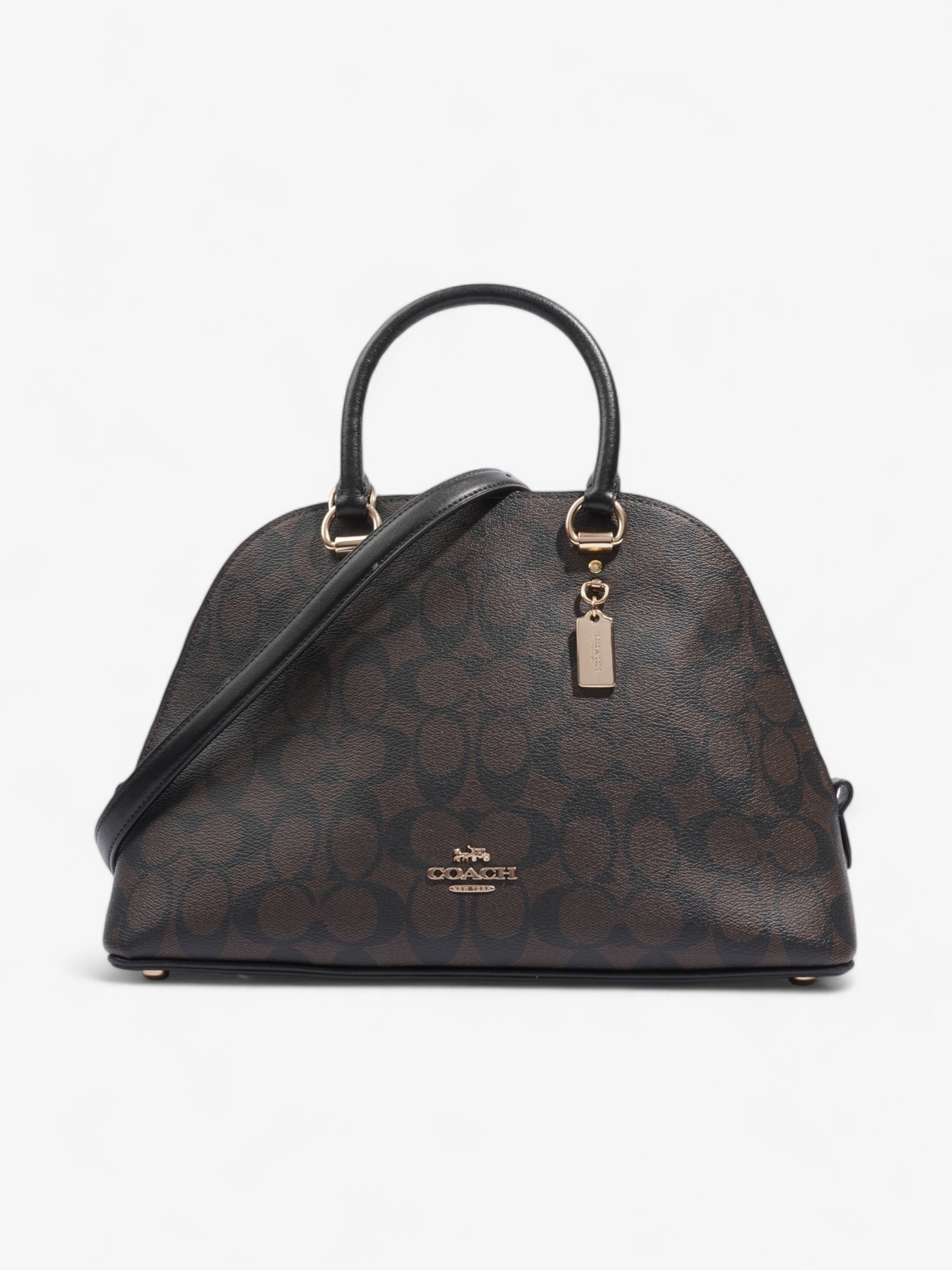 Coach Katy Dome Satchel Brown / Black Canvas