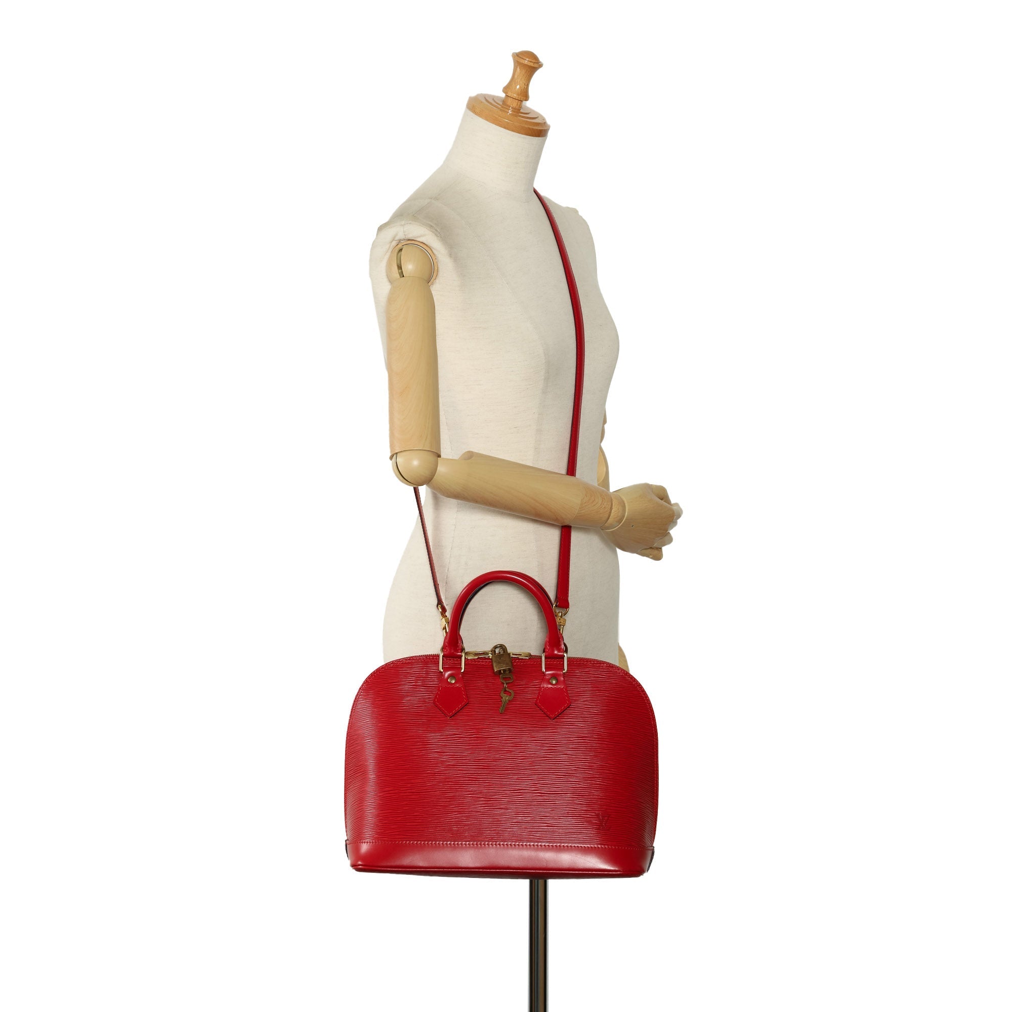 Red Louis Vuitton Epi Alma PM Handbag