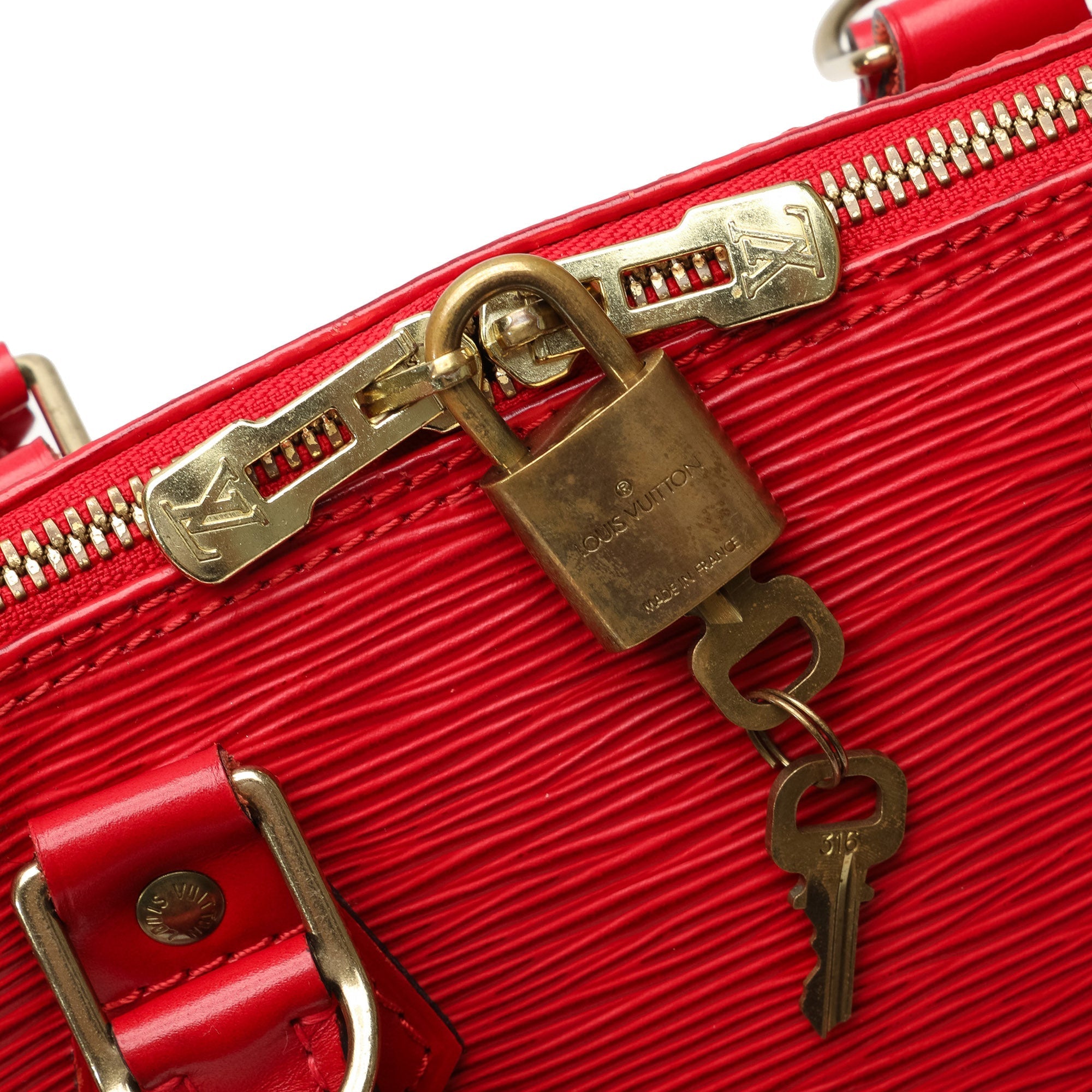 Red Louis Vuitton Epi Alma PM Handbag