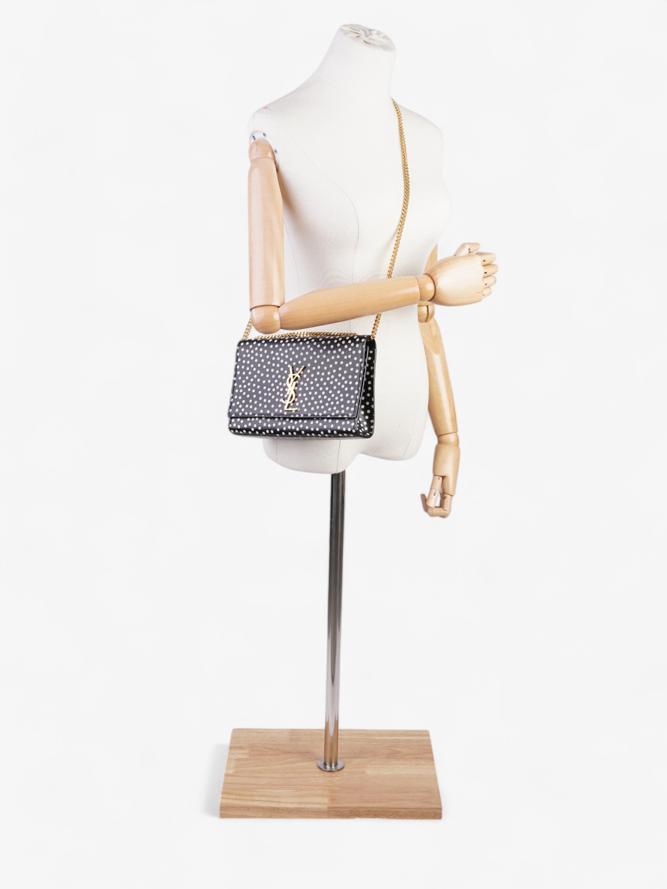 Saint Laurent Kate Black / White Leather Medium