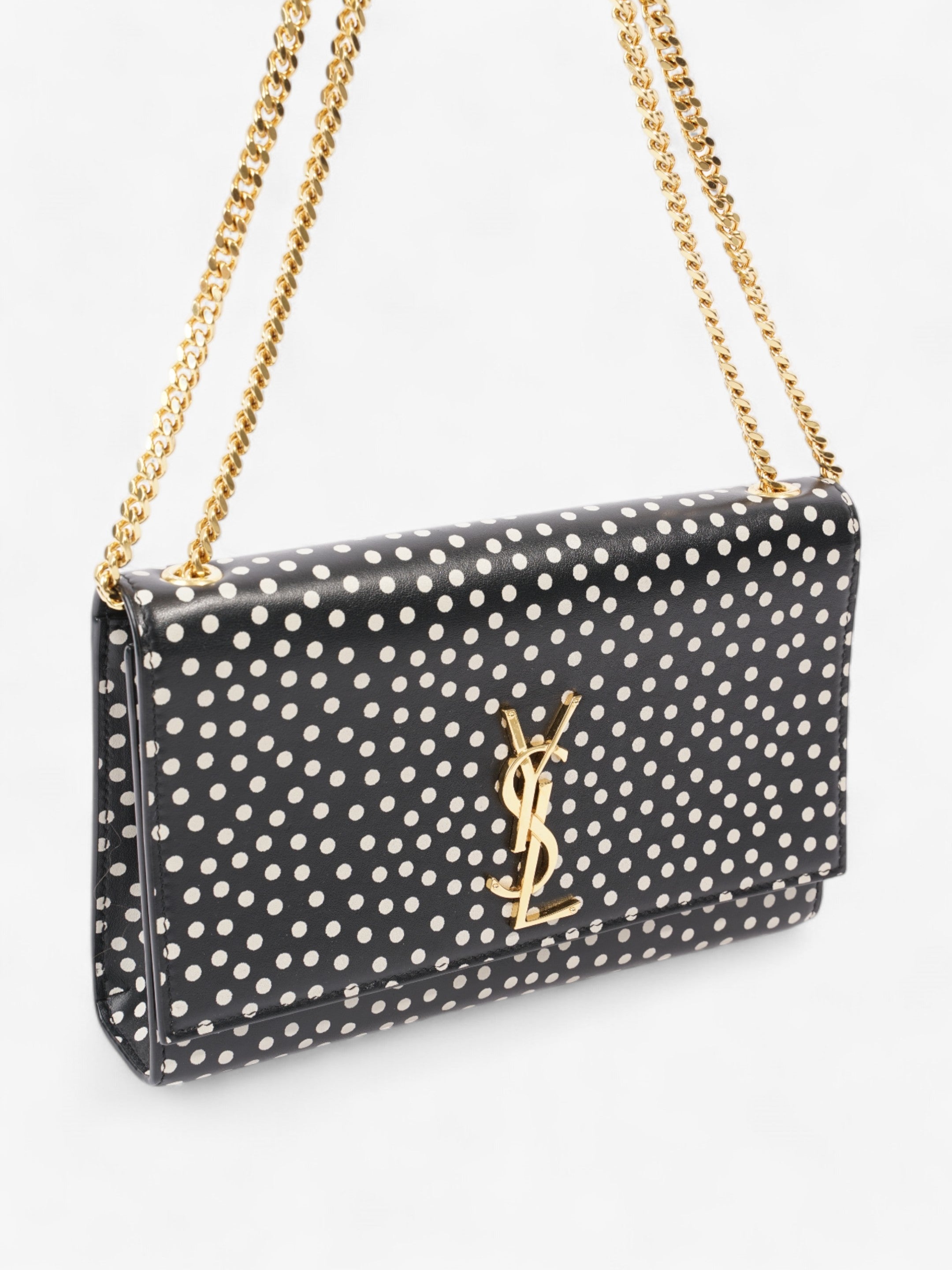 Saint Laurent Kate Black / White Leather Medium