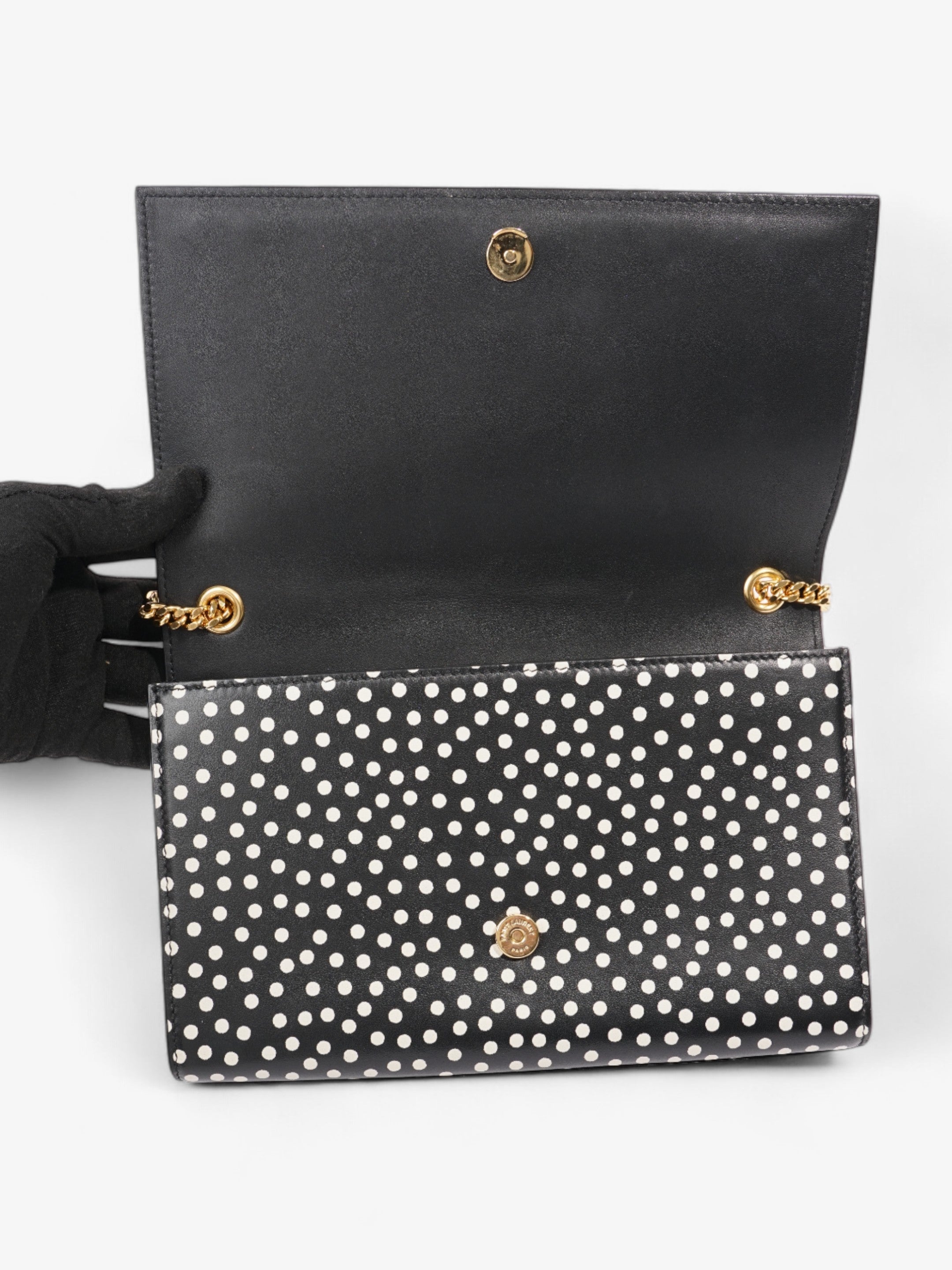 Saint Laurent Kate Black / White Leather Medium