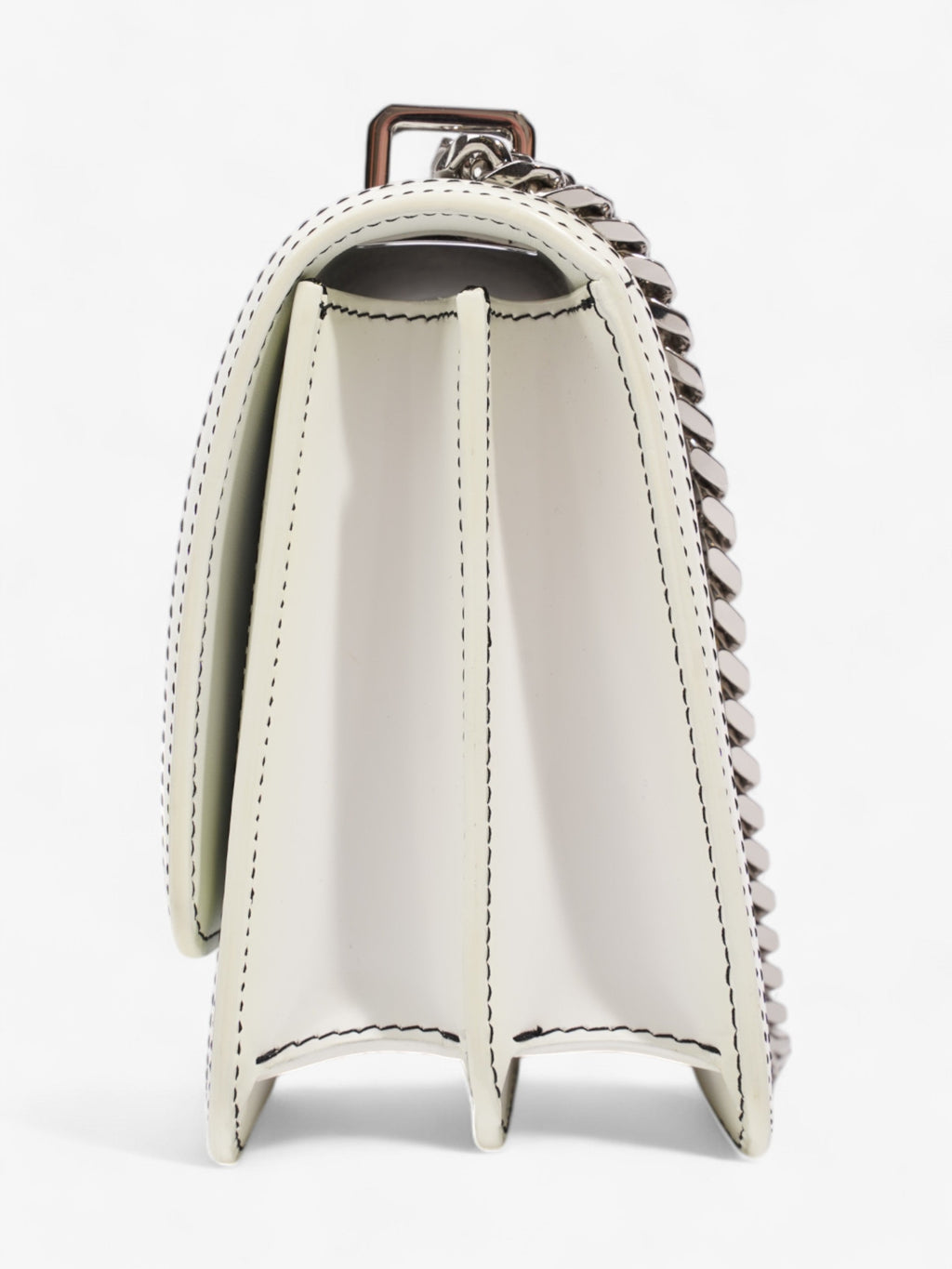 Burberry TB Chain Bag Optic White / Black Lambskin Leather Small