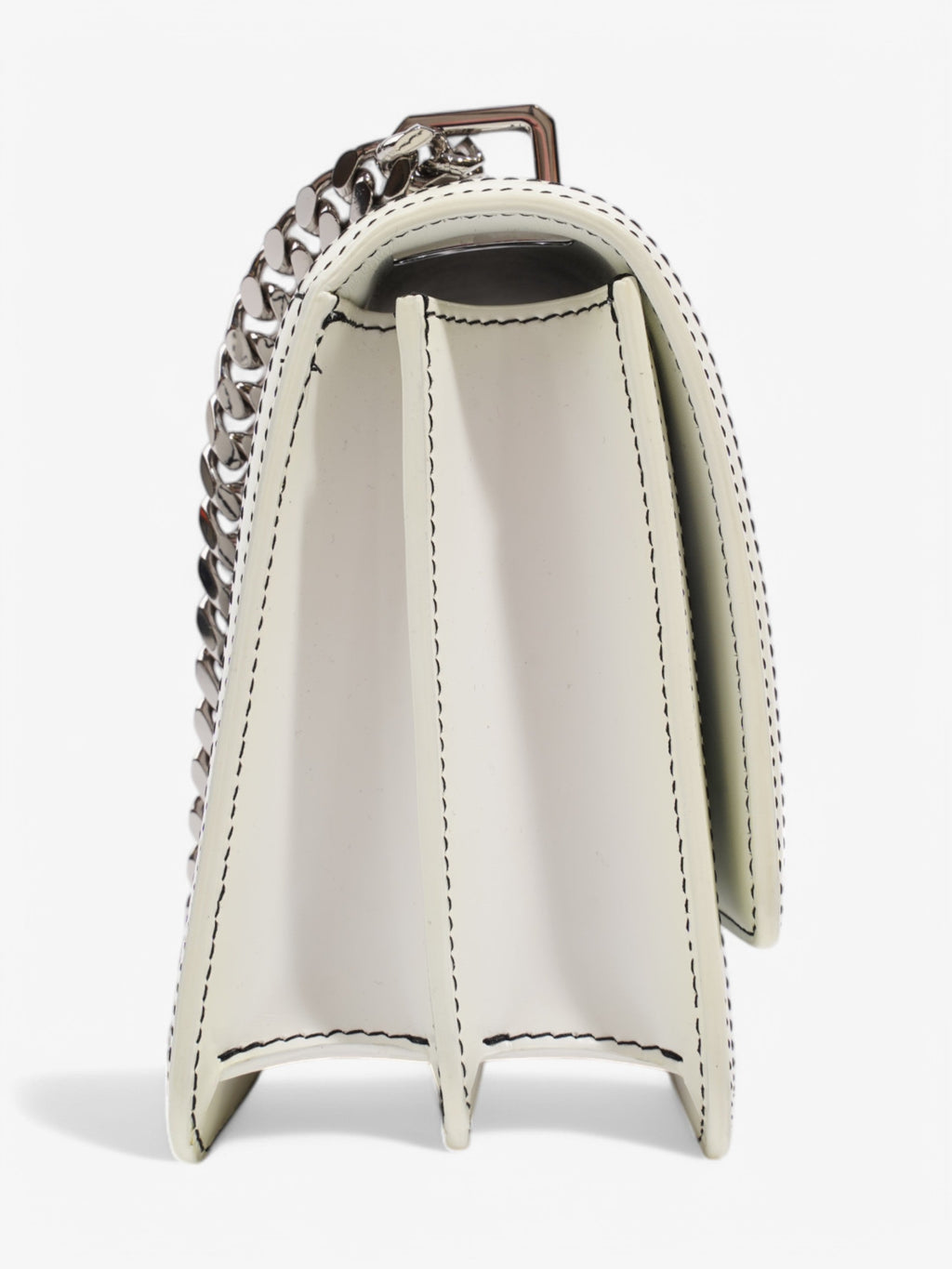 Burberry TB Chain Bag Optic White / Black Lambskin Leather Small