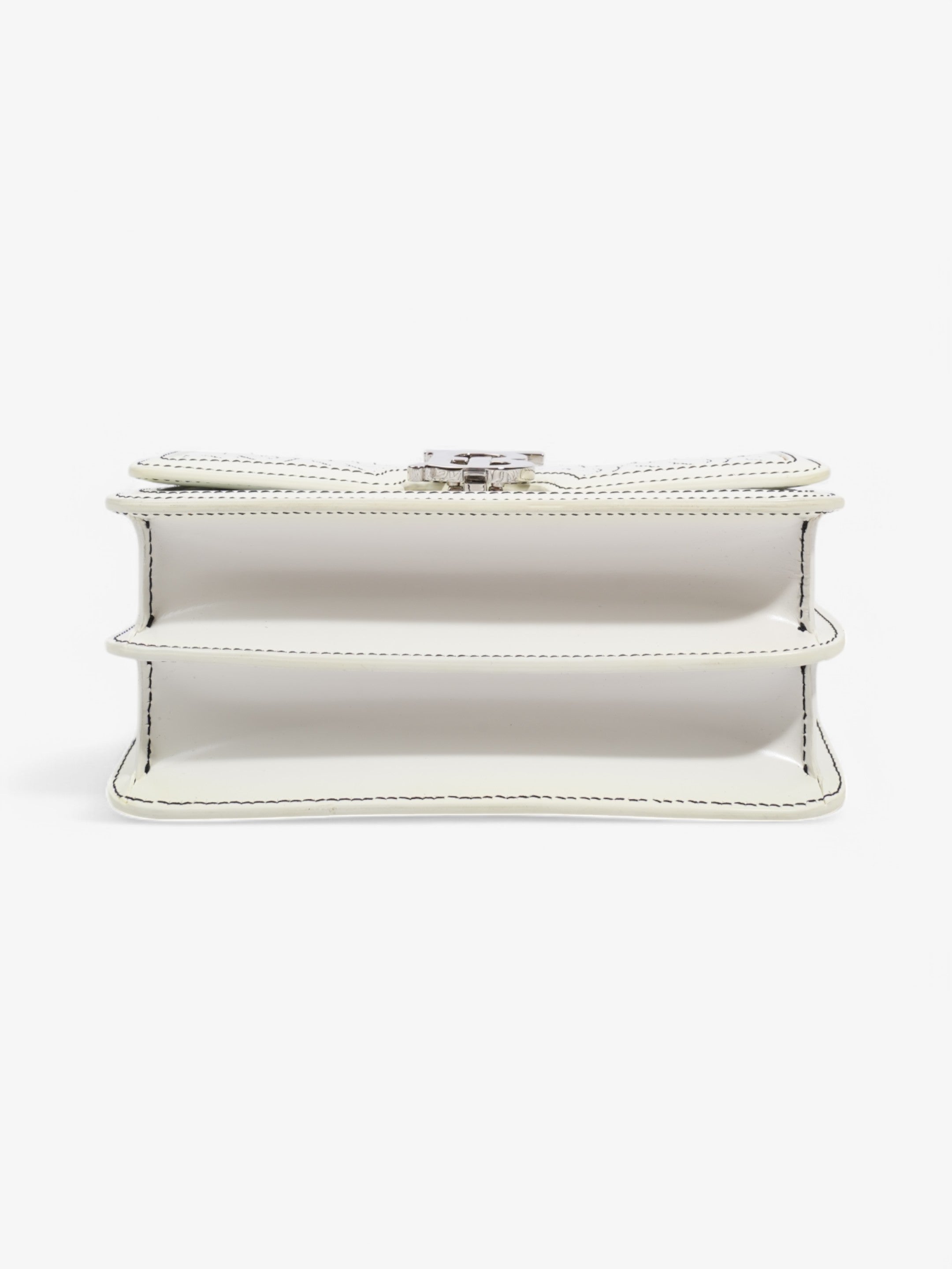 Burberry TB Chain Bag Optic White / Black Lambskin Leather Small
