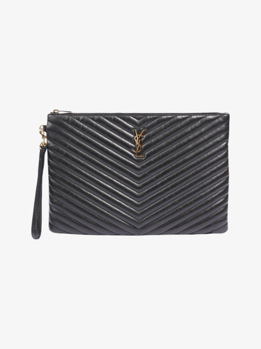 Saint Laurent Cassandre Wristlet Black Matelasse Leather