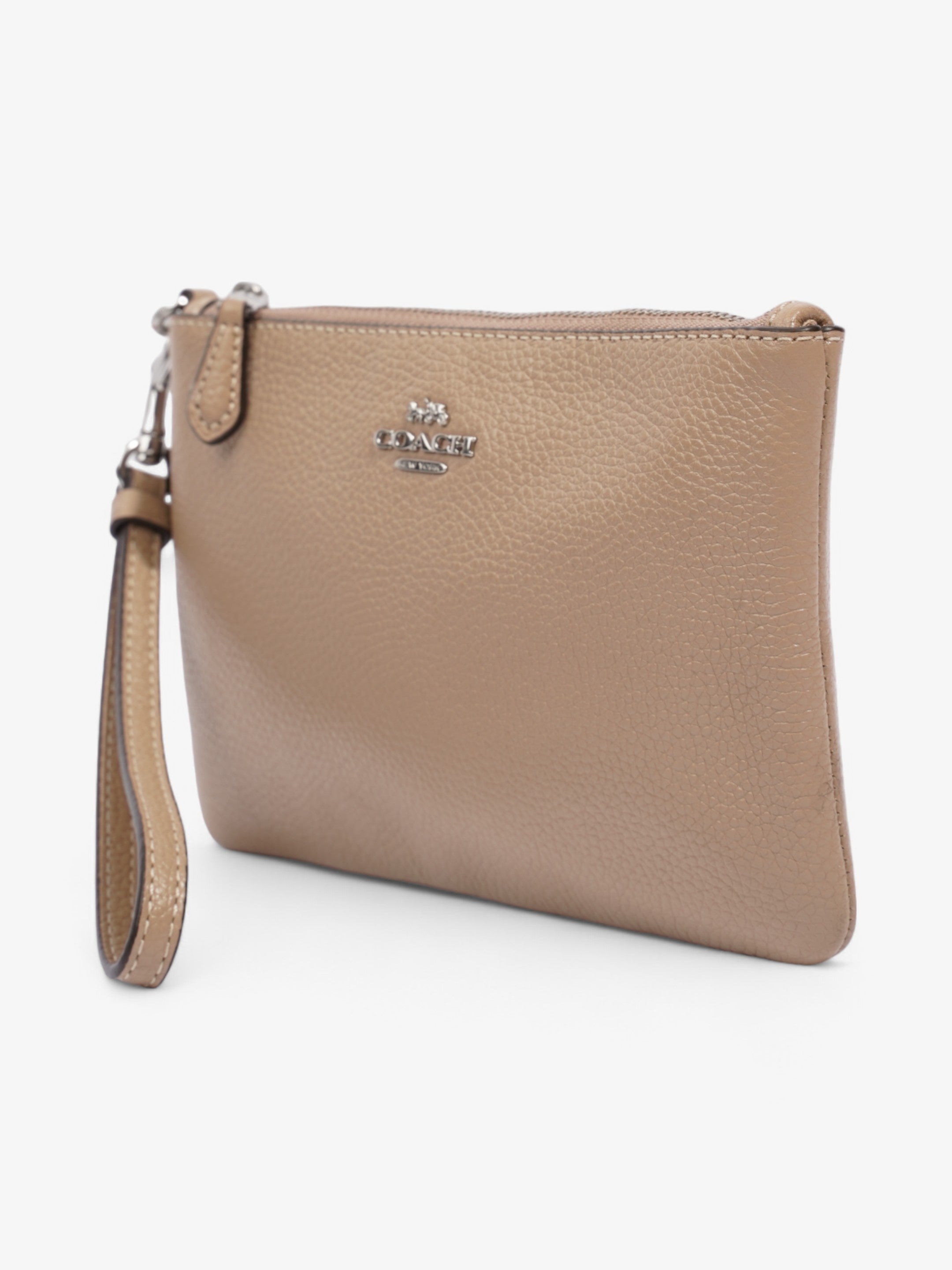 Coach Wristlet Beige Leather