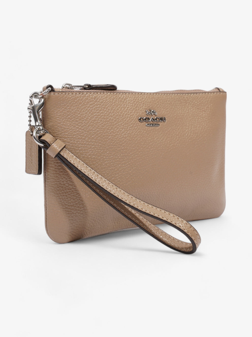 Coach Wristlet Beige Leather