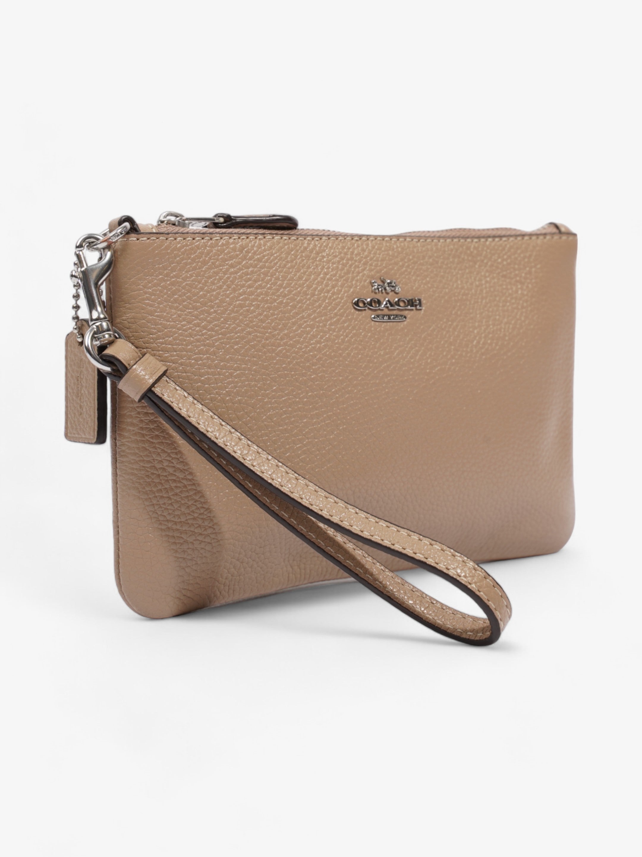 Coach Wristlet Beige Leather