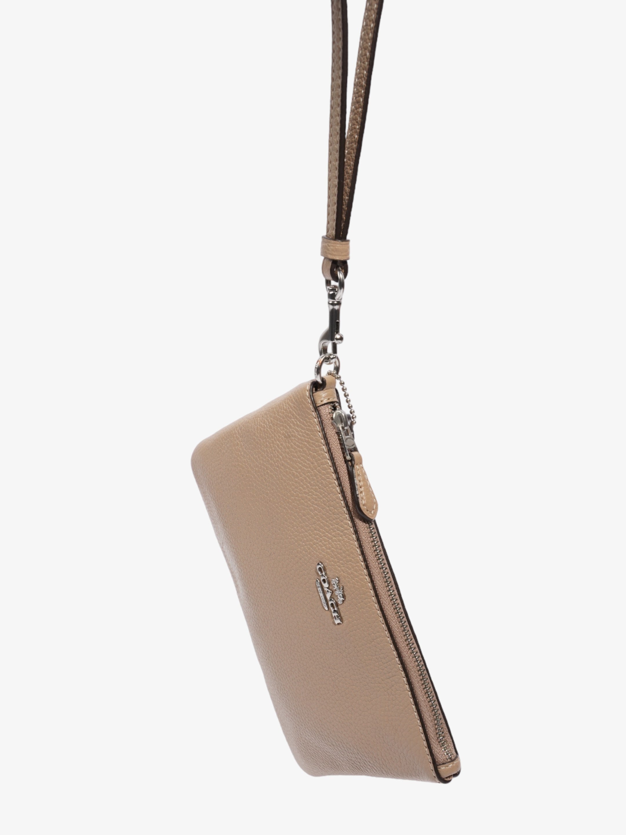 Coach Wristlet Beige Leather