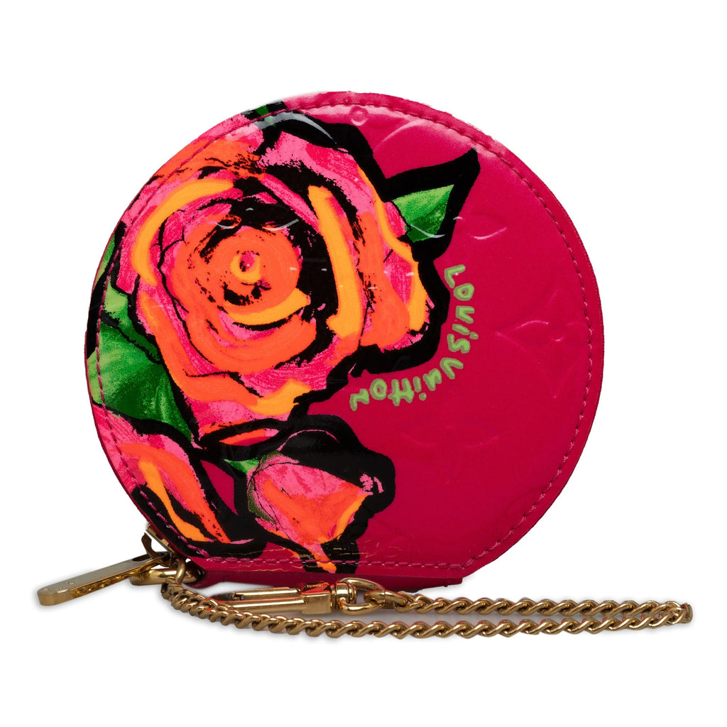 Pink Louis Vuitton Monogram Vernis Roses Coin Pouch