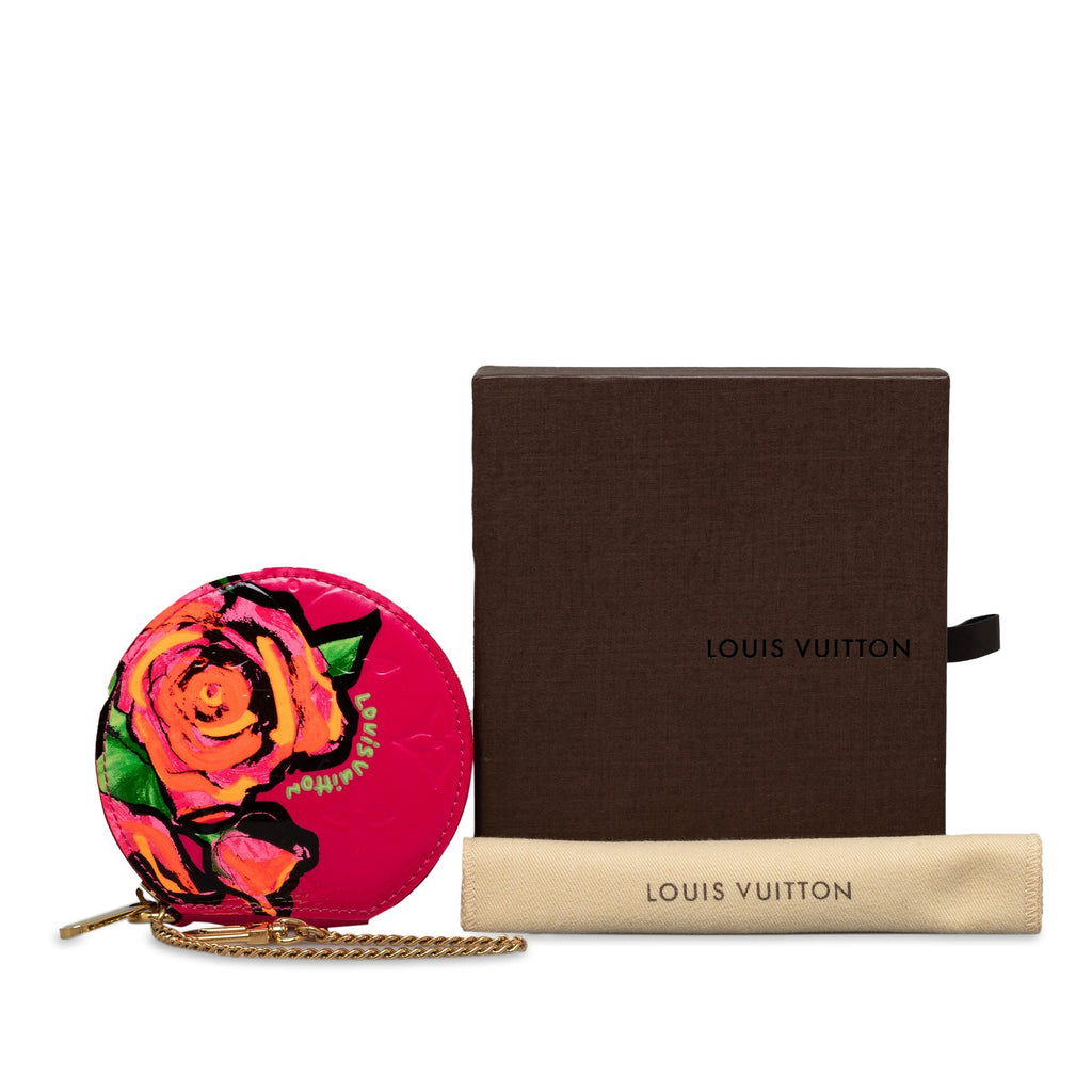 Pink Louis Vuitton Monogram Vernis Roses Coin Pouch