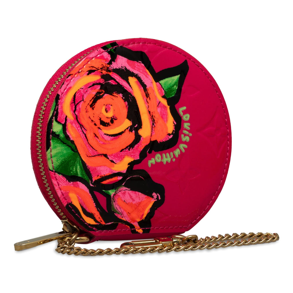 Pink Louis Vuitton Monogram Vernis Roses Coin Pouch
