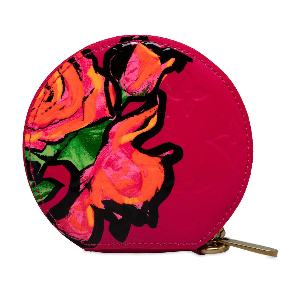 Pink Louis Vuitton Monogram Vernis Roses Coin Pouch