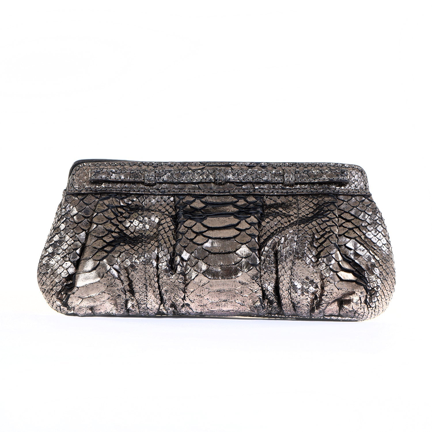 Pewter Snakeskin Clutch Bag