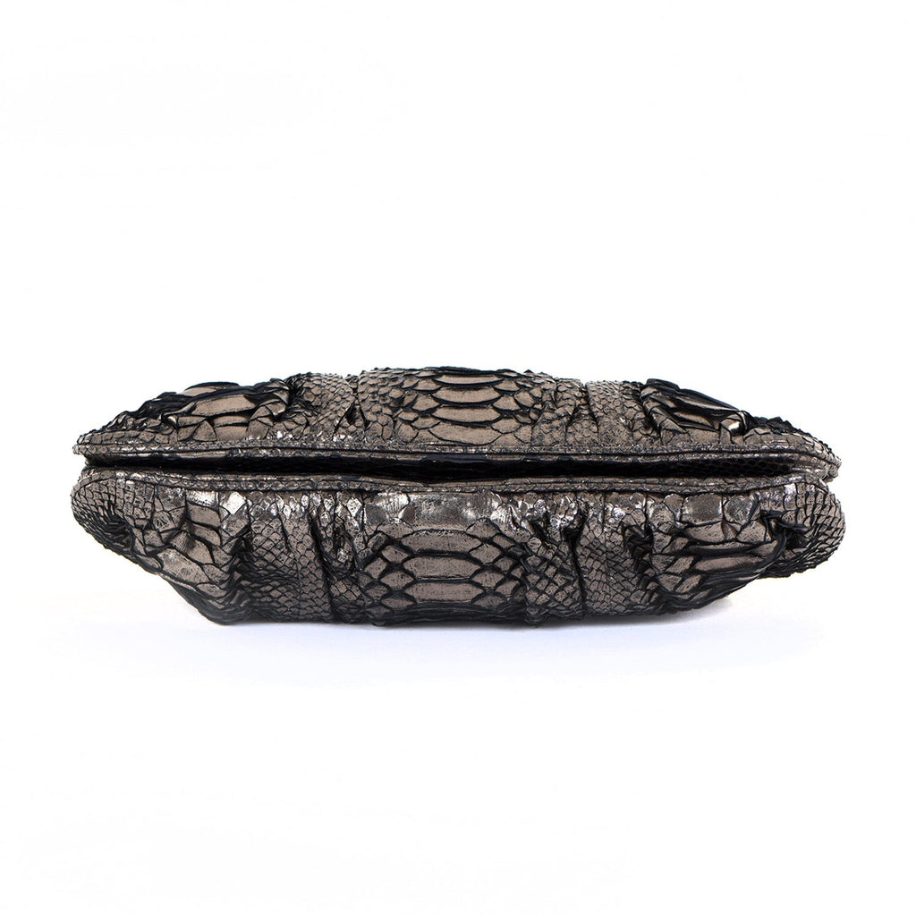 Pewter Snakeskin Clutch Bag