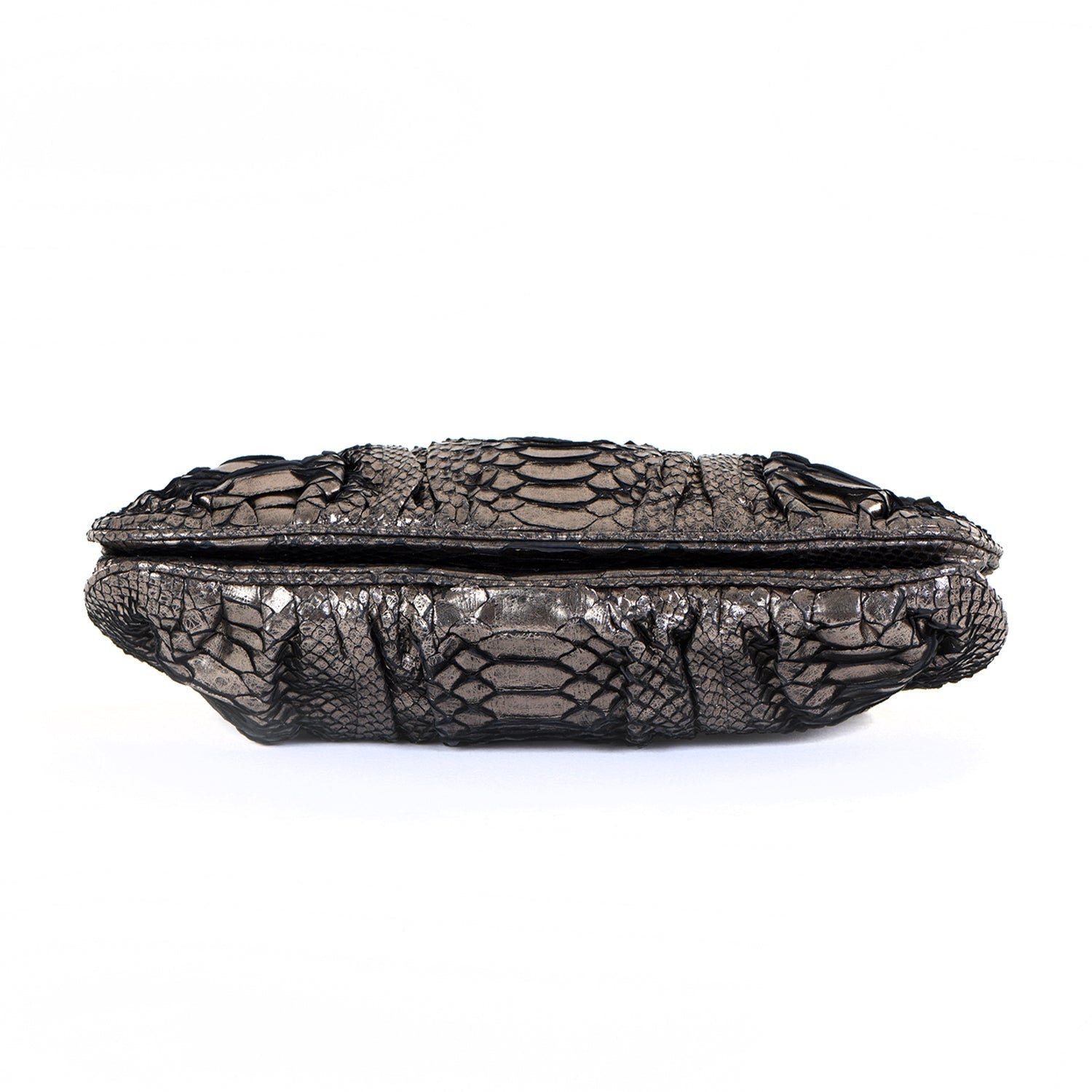 Pewter Snakeskin Clutch Bag