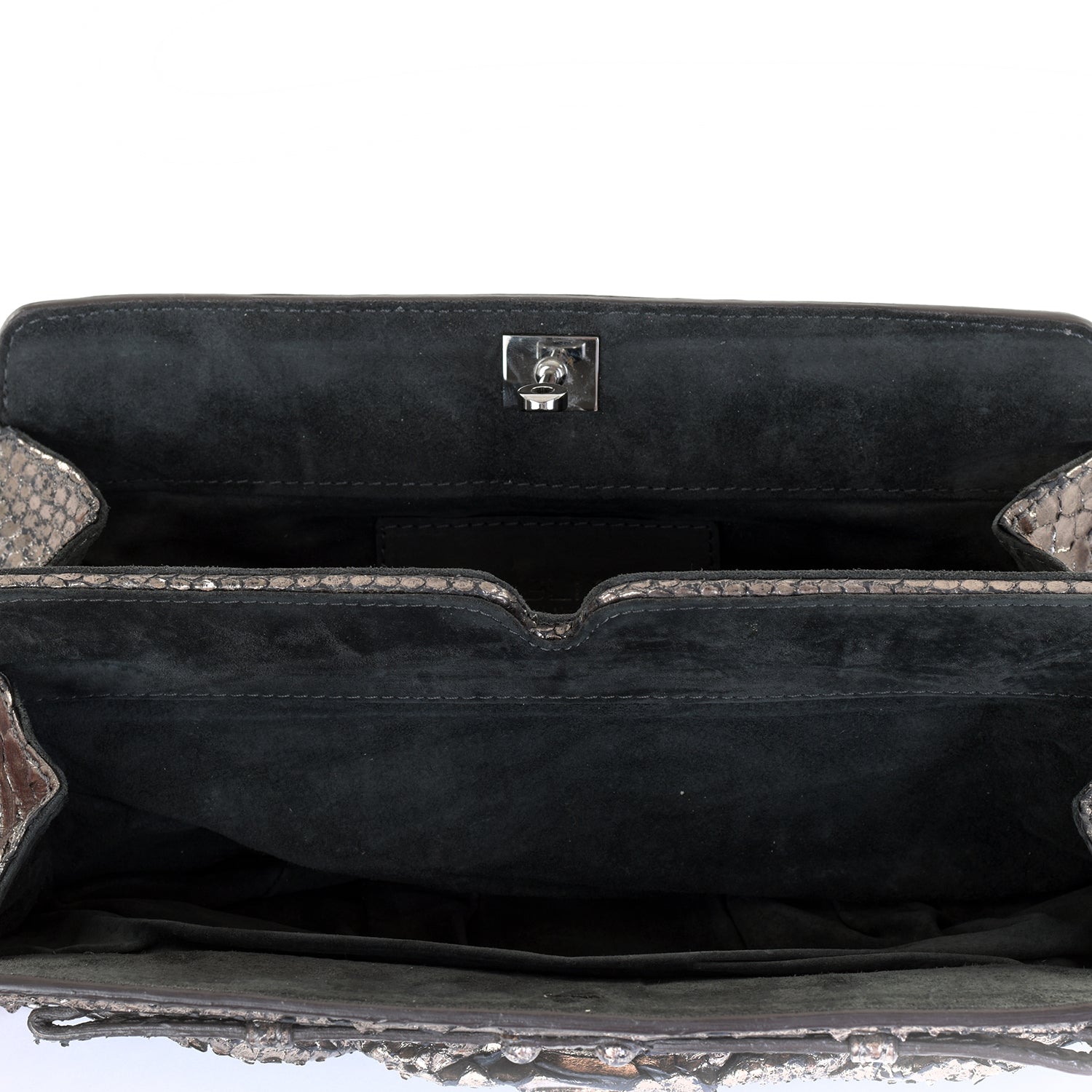 Pewter Snakeskin Clutch Bag