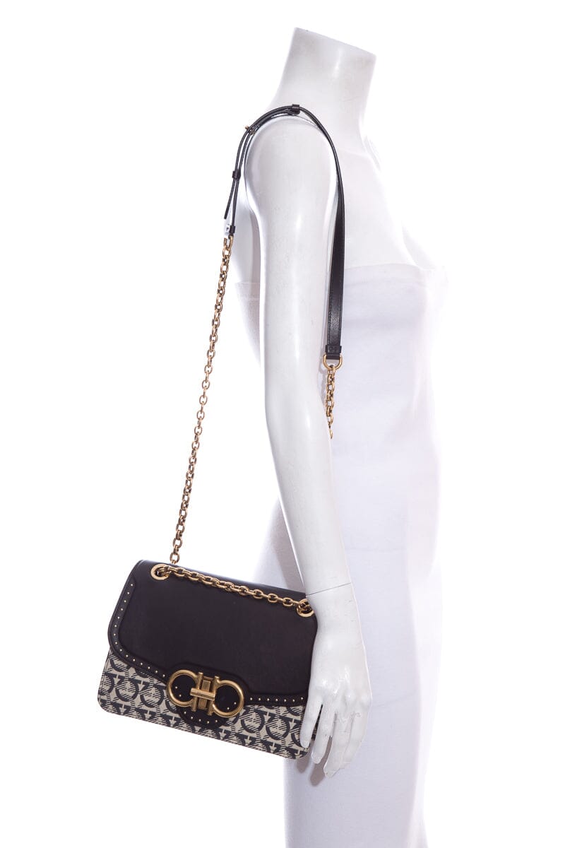 Ferragamo Leather and Gianicci Monogram Handbag & Wallet Set