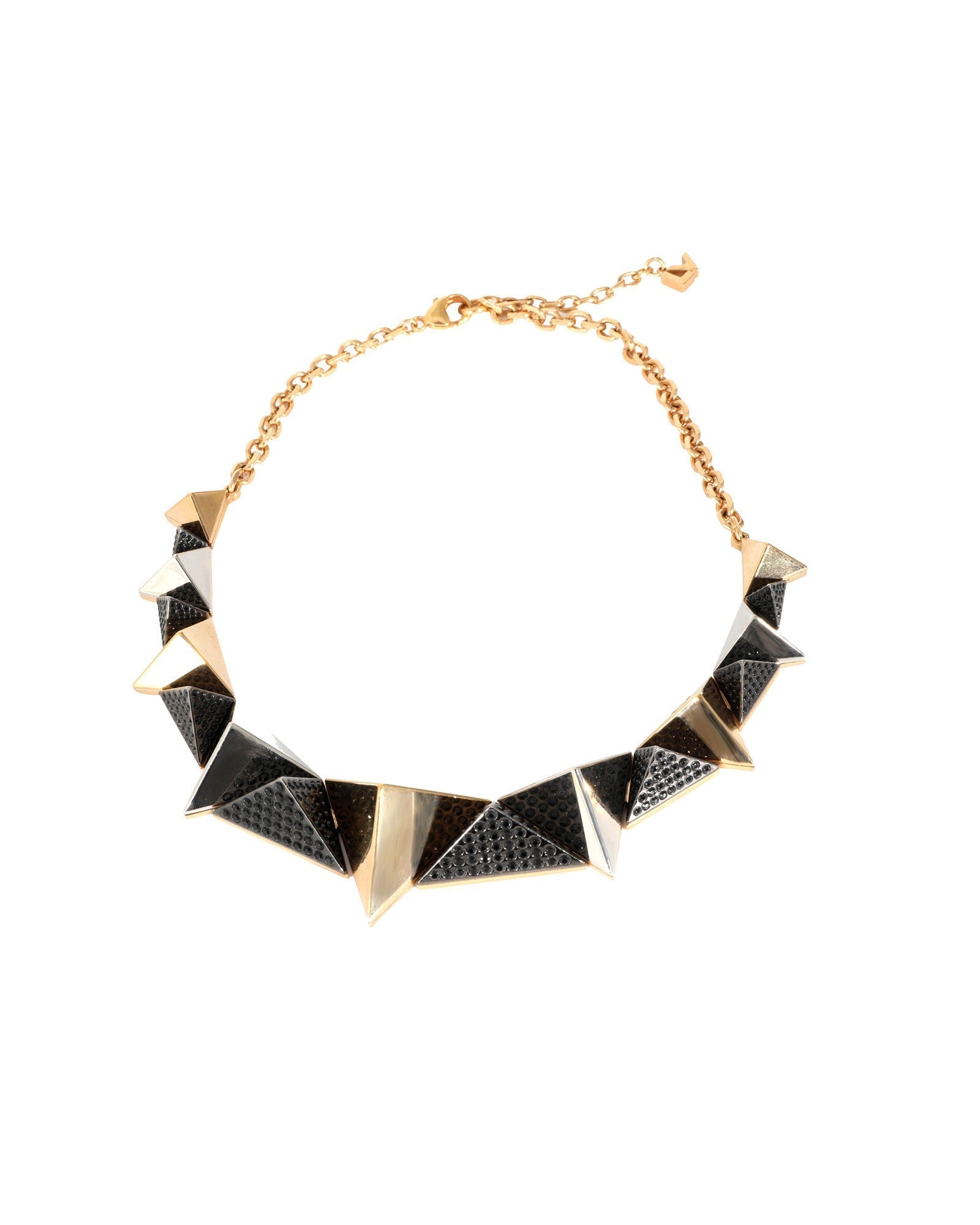 Louis Vuitton Gold Tone Pyramid Stud Necklace
