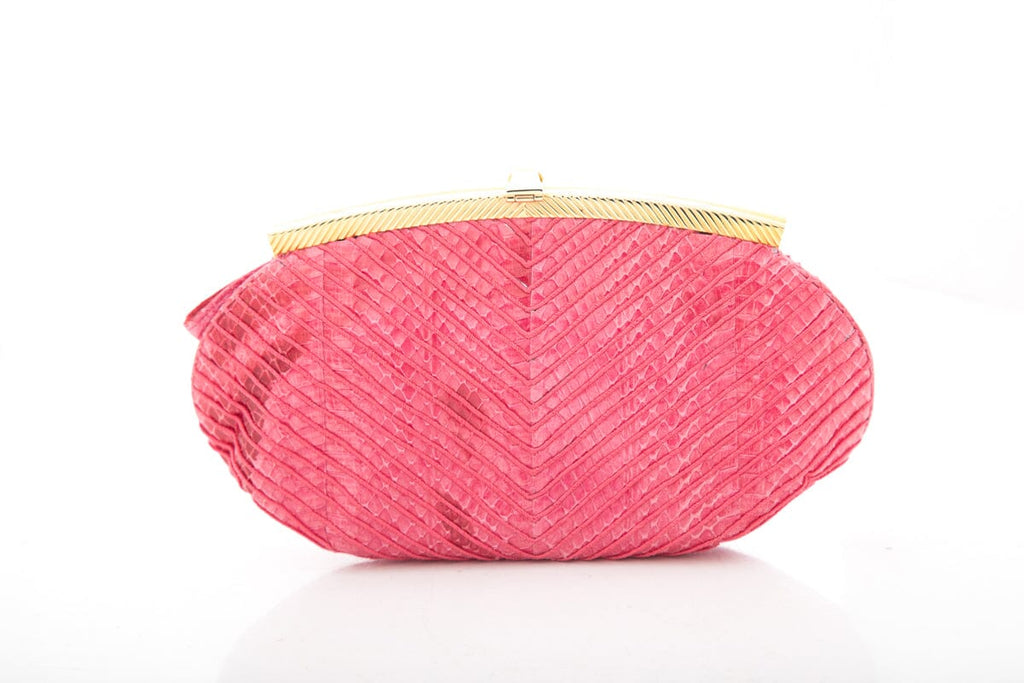 Judith Leiber Pink Snakeskin Clutch
