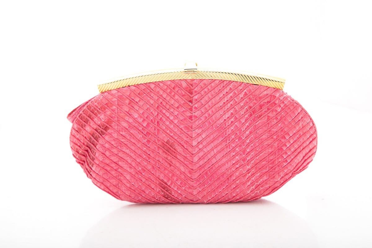 Judith Leiber Pink Snakeskin Clutch