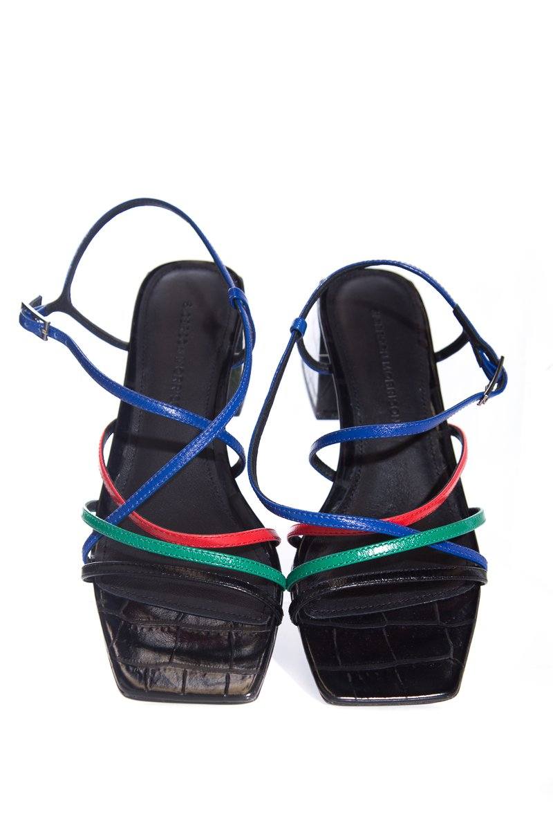 Sigerson Morrison Black and Multicolor Sandals SZ 37.5