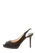 Jimmy Choo Black Sparkle Peep Toe Heels SZ 40.5