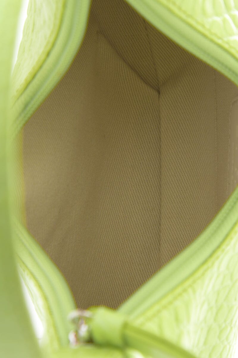 By Far "Amber" Lime  Embossed Croc Leather Handbag